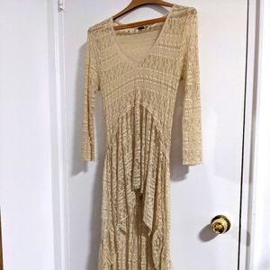 Sheer Antiqued White Lace Layering Dress